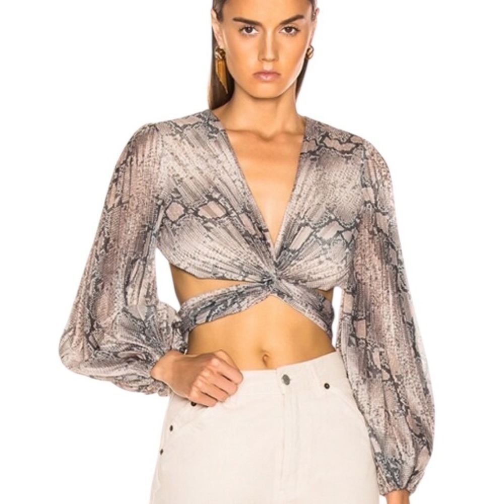 Zimmermann Corsage Pleat Bodice‎ Python Print Wrap Top US 8/AU 2